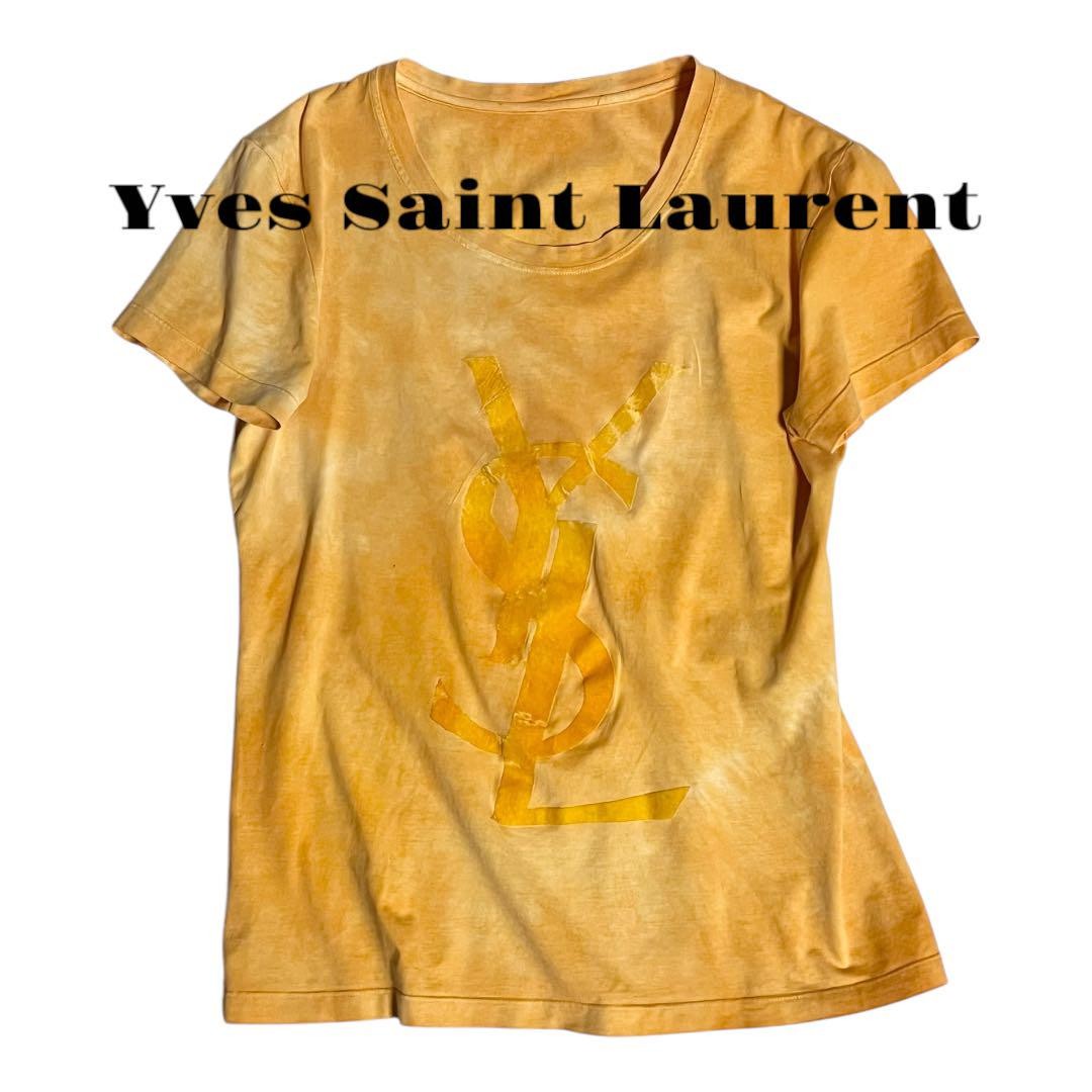 Autentica maglietta Yves Saint Laurent manica lunga vintage gialla taglia S donna