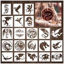 20 Pieces Dragon Stencils Template 6 x 6 inches or 6 x 5 inches, white