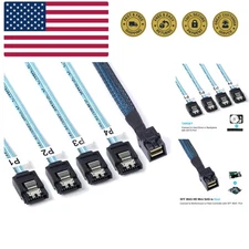 2Pack Mini SAS to SATA Cable: 0.5M SFF-8643 to SATA Forward Breakout Mini SAS...