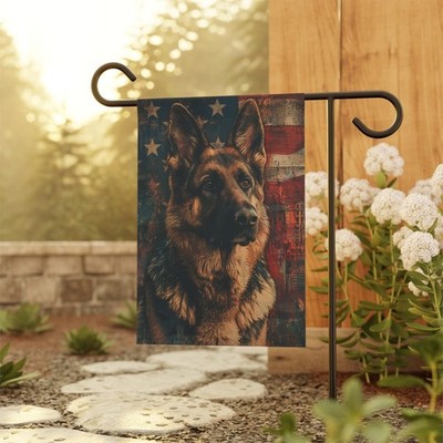 Patriotic German Shepherd Garden Flag for Fourth of July Decor  Dog Lover Gift