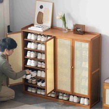 Schuhregal Holz Schuhschrank Indoor Hoch Schuhkommode Schuhablage 28 Schuhe