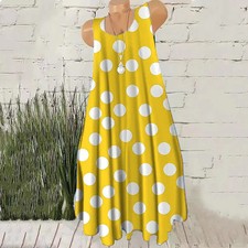 Round Dot Pattern Fashion Women Mini Dresses Summer Sleeveless 3D Printing
