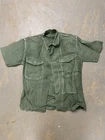 Vtg USMC Army Military Vietnam Sateen Shirt OG 107 Men Short Sleeve Sz Small