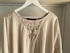 ZARA | Tunika-Shirt | Oberteil mit Spitze | crème-beige | M
