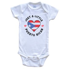 Puerto Rican Flag Heart Just A Little Puerto Rican Puerto Rico Baby Bodysuit