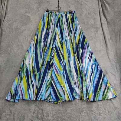 NEW Cupio Pull On Maxi Skirt Sz L FULL CIRCLE Brush Strokes Chevron Esque