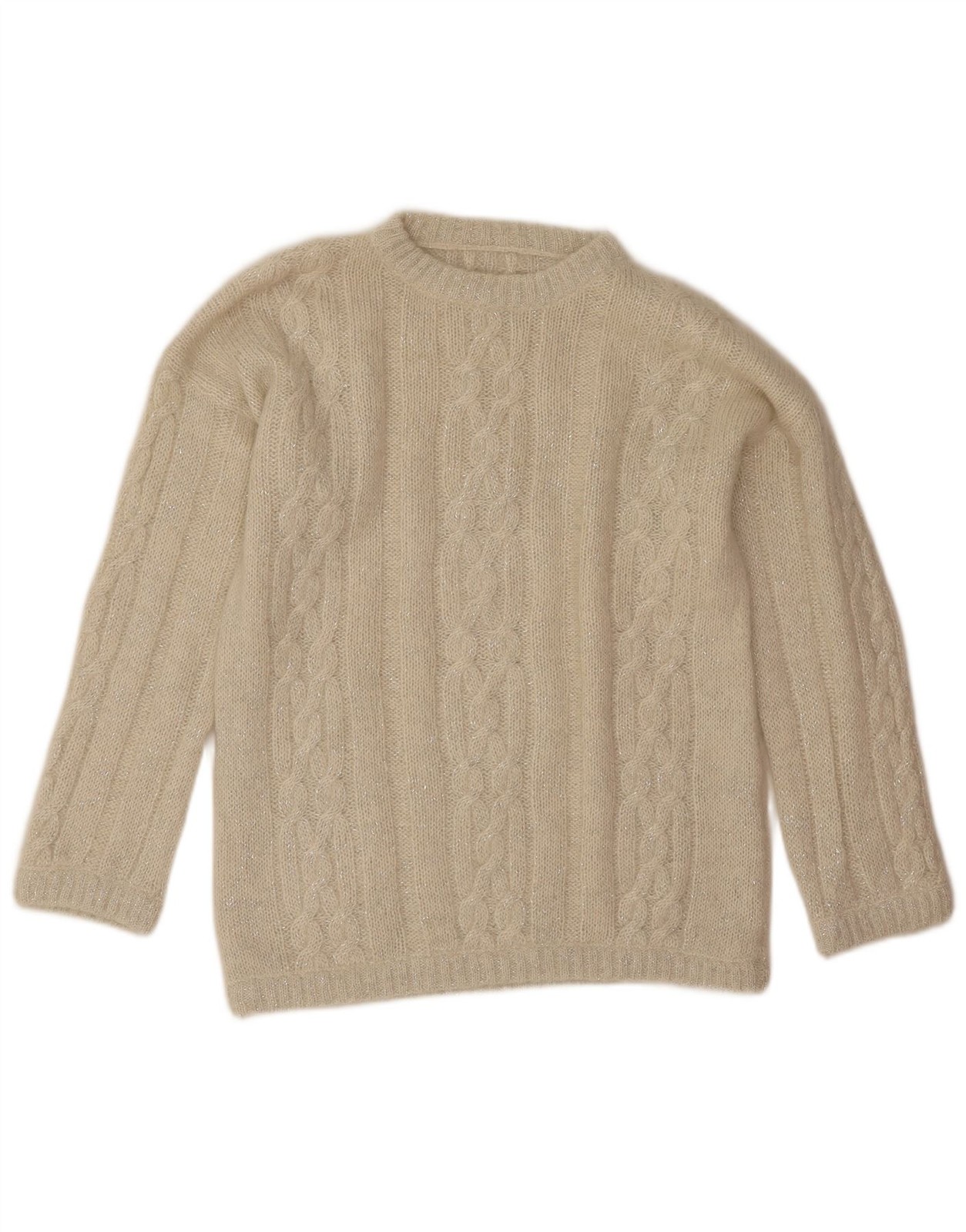 Vintage Womens Crew Neck Jumper Sweater EU 44 XL Off White Flecked BL01