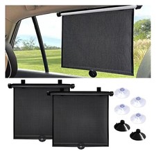 2PCS Retractable Car Window Shades UV Protection Sun Shades 18x15 Inch