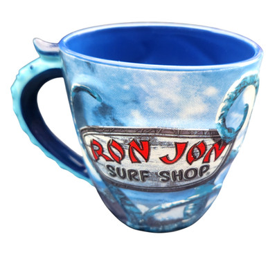 Ron Jon Surf Shop Large Ceramic 3D Coffee Mug Cup Beware The Kraken Ocean Blue