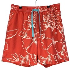 Tommy Bahama Relax Swim Trunks Mens Large 6" Dark Orange Floral Tropical Shorts