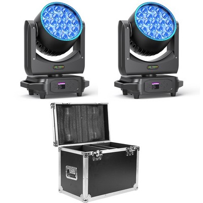 UKING 2PCS 19x20W Moving Head Light LED RGBW Beam Wash Zoom DJ Disco Bar W/Case