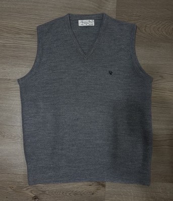 Christian Dior Monsieur Paris New York Gray V-Neck Sweater Vest Men s Size L #28