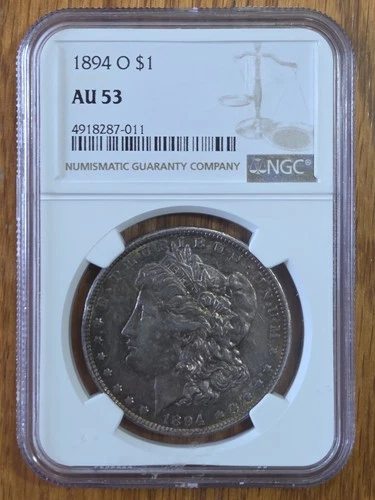 1894 O NGC AU53 KEY DATE MORGAN SILVER DOLLAR CH AU