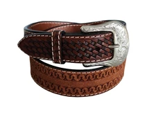 TWISTED X Western Ranger Rough Out Leather Belt Pattern Size 40 XIB-16C