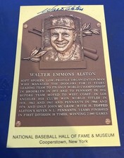 BASEBALL~SIGNED WALT ALSTON HALL OF FAME PLAQUE POSTCARD~LOS ANGELES DODGERS
