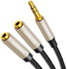 3.5mm Audio Stereo Y Splitter TRS Aux 1/8 Inch Mini Jack Extension 1 in 2 Out Ad