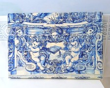 Azulejo portugese tile wall art canvas blue white 14 x 20"