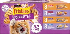 Purina Friskies Wet Cat Food 32 Cans 5.5oz Variety Poultry Shreds Filets