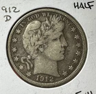 1912D US Barber SILVER Half Dollar "Denver" Mint! "LIBERTY" VF Details! Old Coin