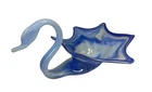 Vintage Murano Hand Blown Sooner Glass Swan Planter Bowl Blue White Swirl