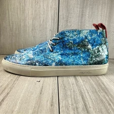 Del Toro Chukka Boots Blue Leather Splatter Sneaker Made in Italy Men’s Size 18