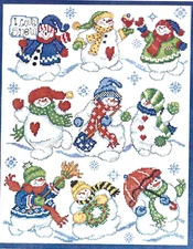 Design Works Counted Cross Stitch Kit “I Love Snow” snowmen NIP Ursula Michael