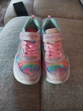Skechers Girls Size 4 Rainbow Hearts Slip On Shoes Only One Shoe Lights Up