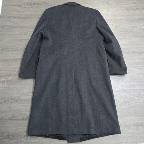 VTG English Manor Cashmere Double Breasted Overcoat Made In Britain Black Sz 46 - Picture 20 of 22