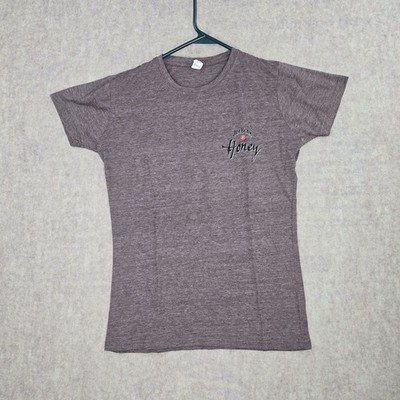 Tultex Mens Graphic T-Shirt Heather Brown Size M Jim Beam Honey Pre-Shrunk Soft