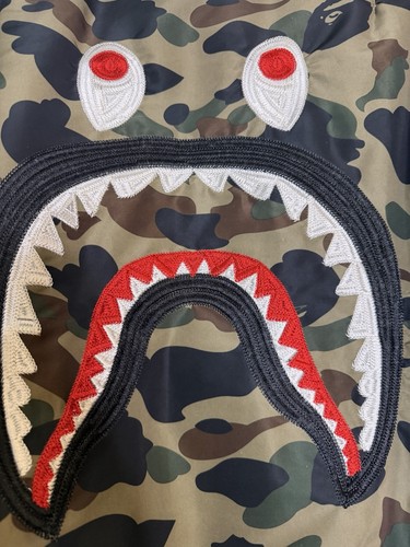 Giacca Bomber A Bathing Ape BAPE Shark Mimetica Full Zip Varsity Streetwear Uomo XXL - Foto 9 di 15