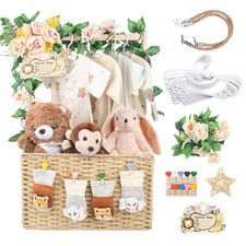 Wooden Baby Shower Crate Closet, Foldable Handwoven Storage Basket for Baby S...