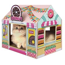 SEKAM Cardboard Cat House with Scratcher/Catnip 16.5'' x 12'' x 15'' , Donut...