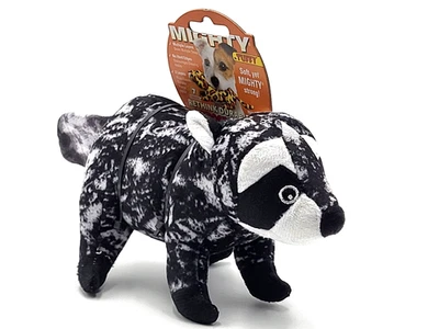 Tuffy Mighty Jr Raccoon Squeaky Plush Tug & Shake Dog Toy 8"