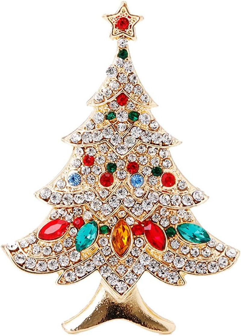 Vintage Colored Christmas Tree Rhinestone Brooch Pin Wedding Party Jewelry