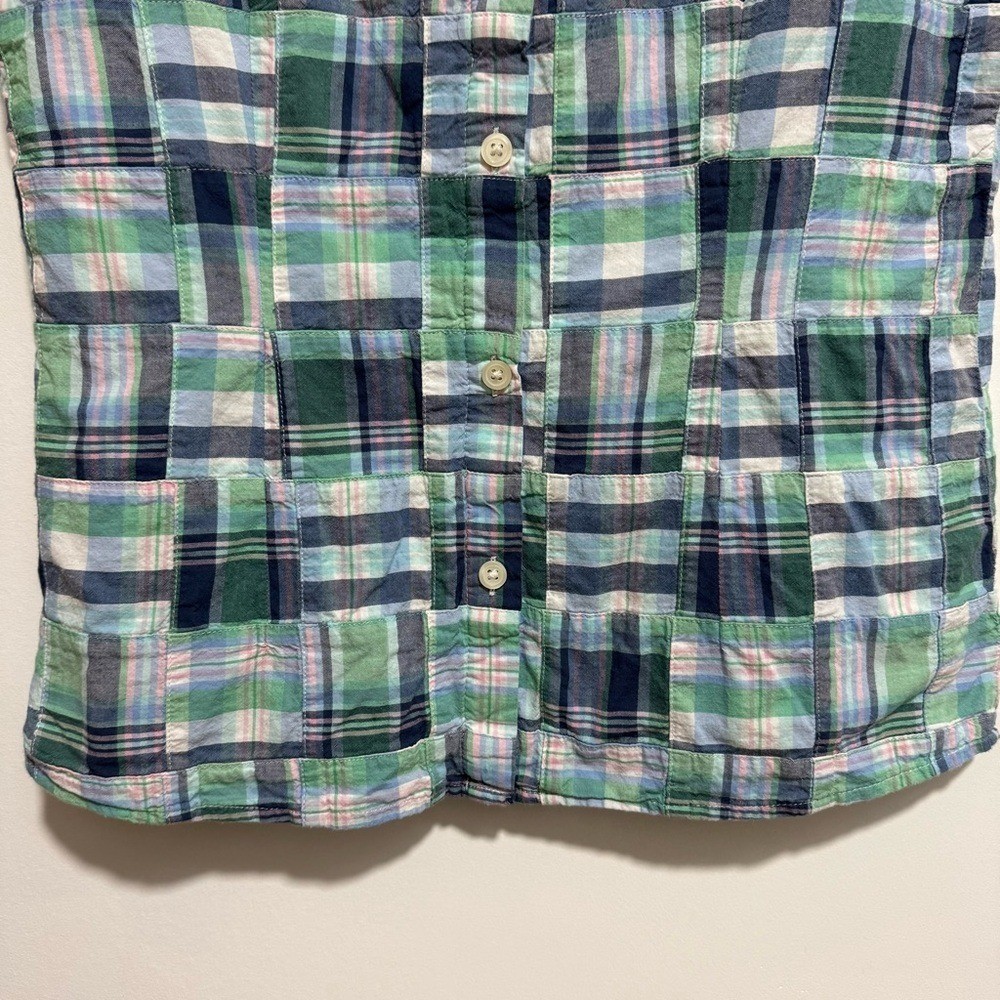 Talbots Cotton Patchwork Plaid Button Back Sleeve… - image 9