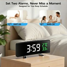 Digital LED Large Display Wall Desk Alarm Clock With Calendar Temperature Date