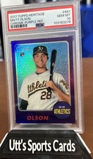 2017 chrome purple refractor Gem Mt. 10 Matt Olson rookie card. rookie card picture