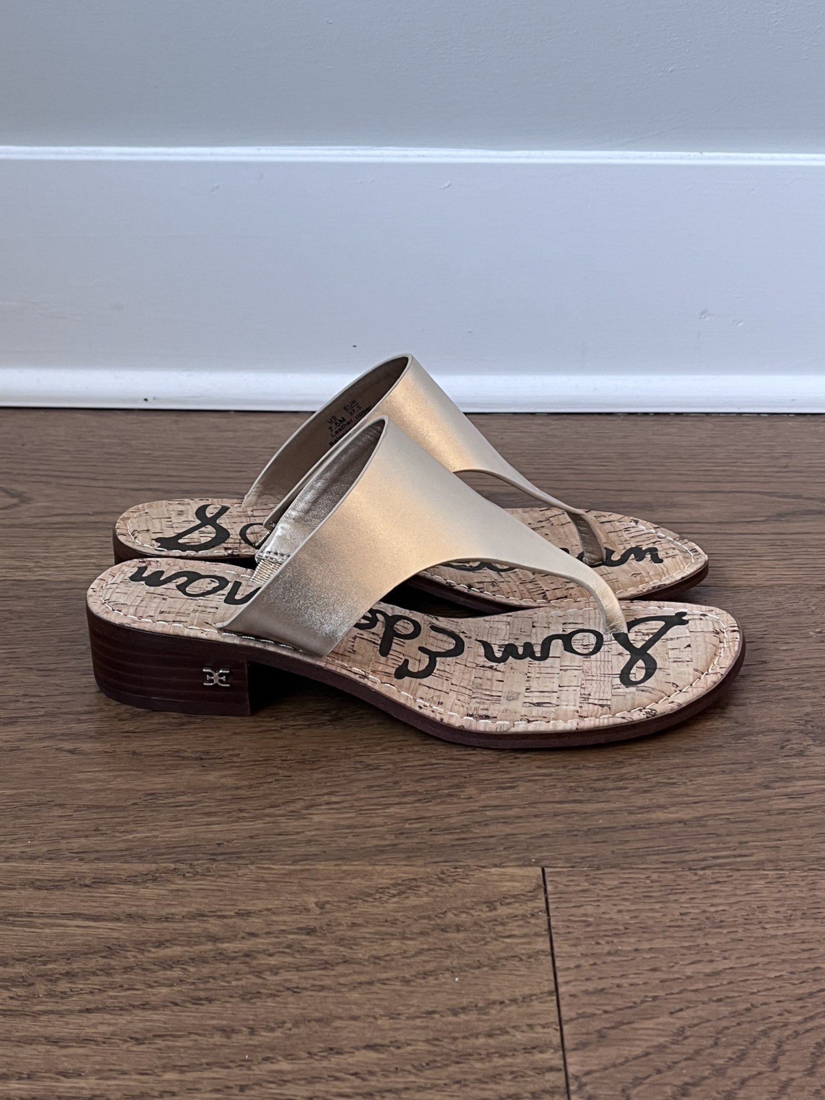 Sam Edelman Leather Jaynee Saddle T-Strap Sandals Women’s Size 7.5 Gold 2099214