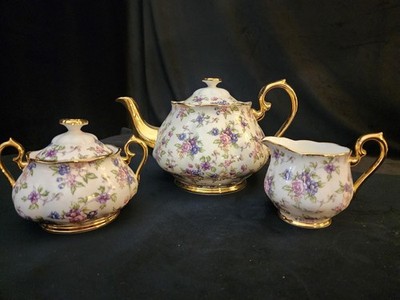 Vintage Royal Albert 1940 100 Years Teapot, Sugar Bowl and Creamer - 3 Piece Set