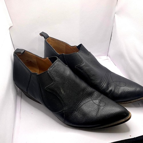 Lucky Brand Black Leather Western Low top Ankle Bootie Block Heel 1" Sz 10 / 40 - Picture 8 of 8