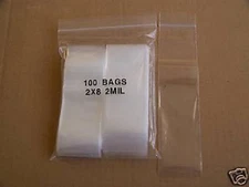 PLASTIC BAG 2x8 long zip lock clear small bags poly 100
