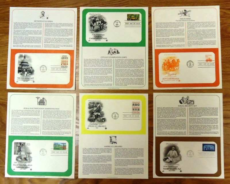 USPS Scott 1908, 2015, 2037, 2053, 2144, 2153 First Day of Issue Qty 6