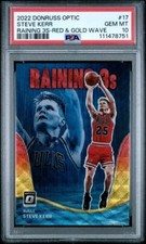 Steve Kerr 2022 Panini Donruss Optic Raining 3s Red & Gold Wave SP /99 PSA 10