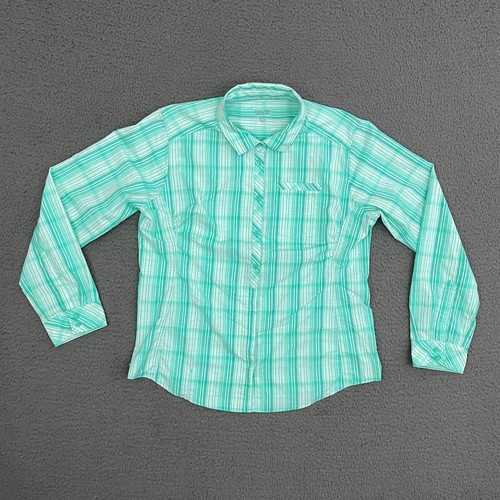 Mountain Hardwear Shirt Womens Size 12 Green Button Up Long Sleeve Mom