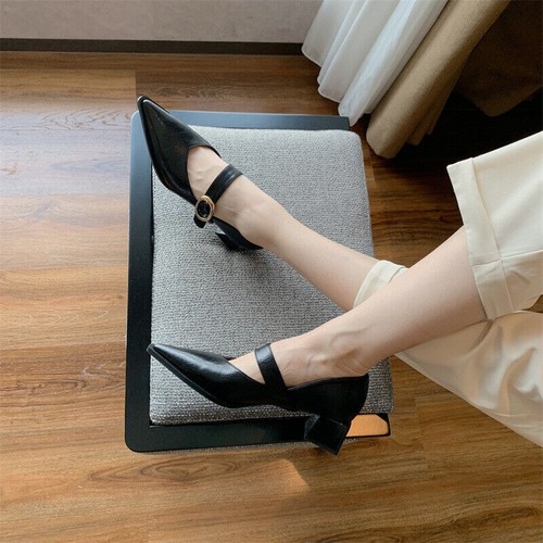 Zapatos de salón Mary Jane para mujer con hebilla correa punta moda tacón bloque talla - Imagen 9 de 13