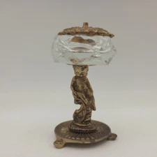 Brass Gold Gilt Filigree Cherub Standing Salt Cellar Figurine Vintage Sticker 