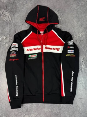 Honda Racing Track Zip jacket hoodie Size M Authentic Mans Black - Photo 1/4