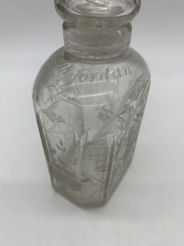Atemberaubende original antike georgische Schraubverschluss Flasche Radschliff Gravur - Bild 7 von 11