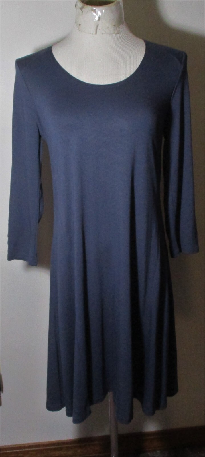 GARNET HILL Pewter Blue Viscose Stretch Knee Length Dress Size S