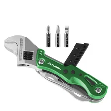 FLISSA 13-in-1 MultiTool Wrench 6.1" Adjustable EDC Pocket Knife w/ LED Light
